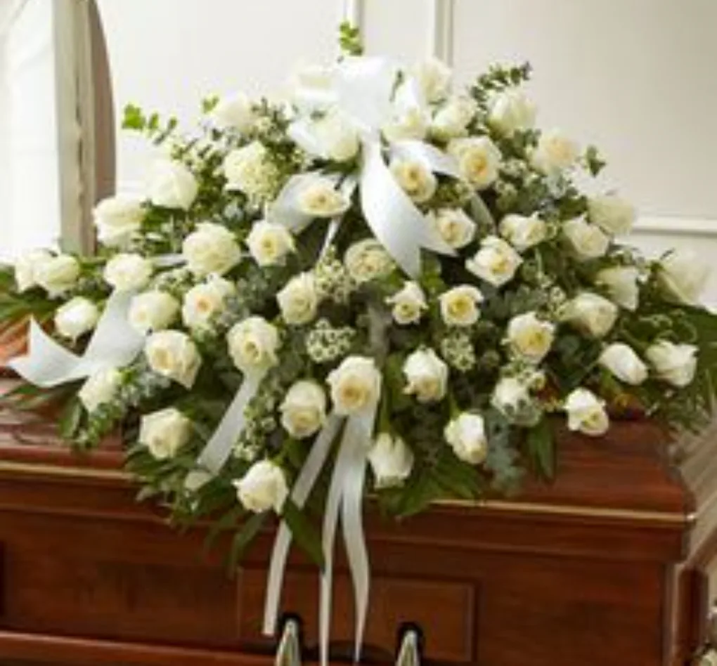 All White Rose Casket