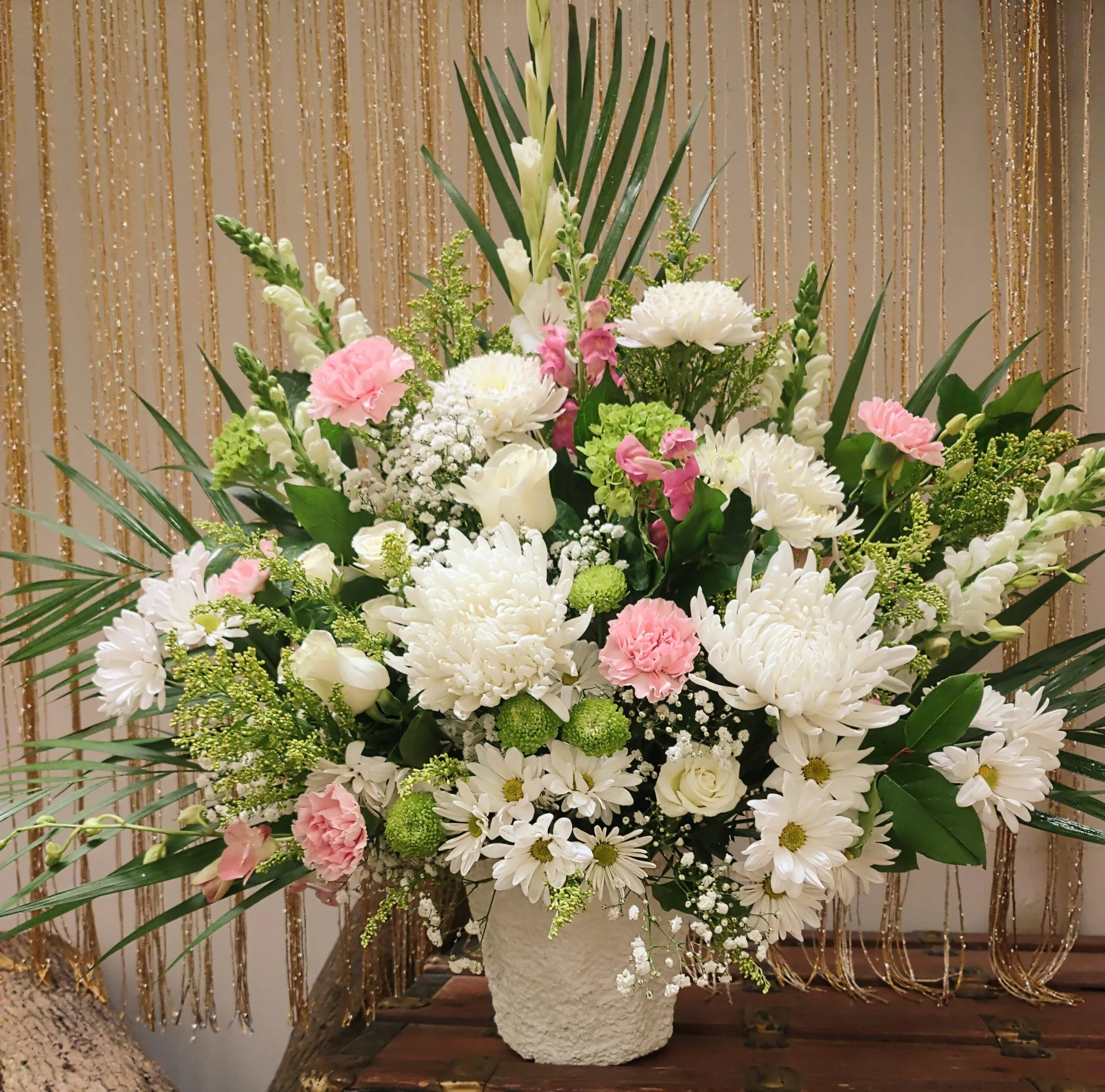 Pink and White Sympathy basket - Image 3